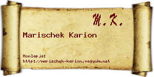 Marischek Karion névjegykártya